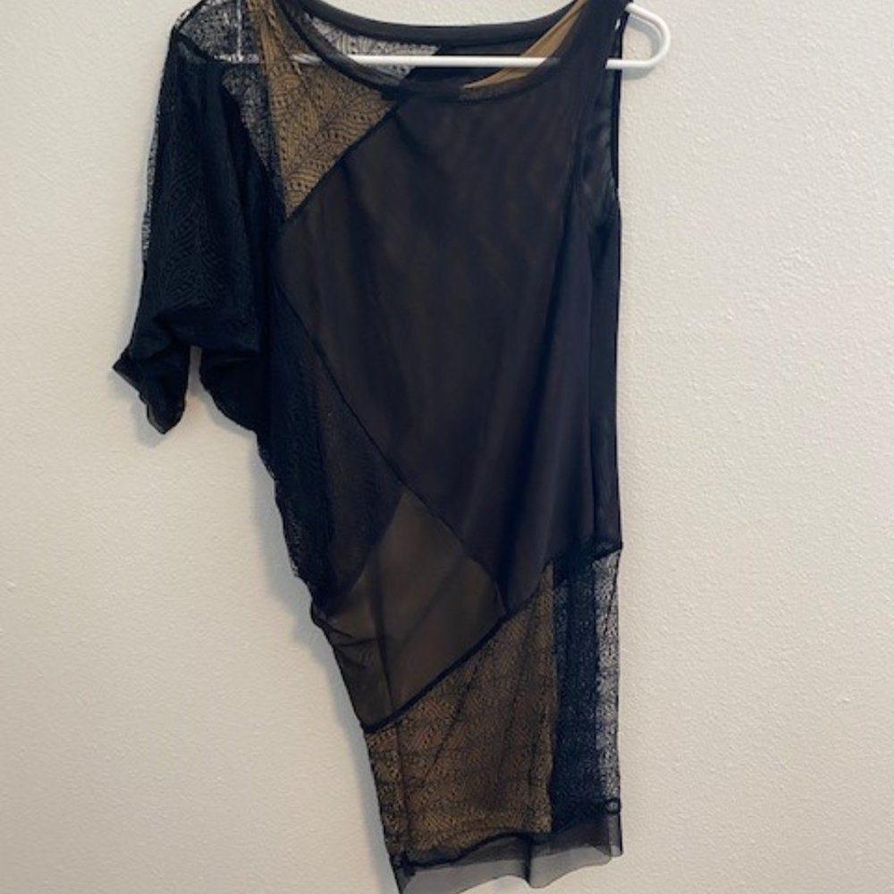 BCBG MaxAzria Mila Dress - black lace and gold